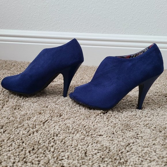 Blue Faux Suede Bootie 5 - Picture 4 of 7